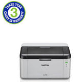 Brother HL1210W monochrome laser printer with 3-year warranty, producing fast, high-quality prints.